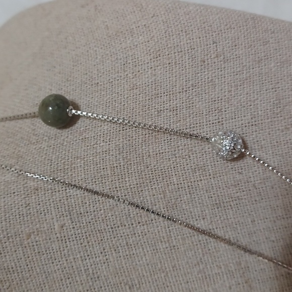 Jade of Yesteryear Jade and Silver Necklace NEW - Picture 3 of 11